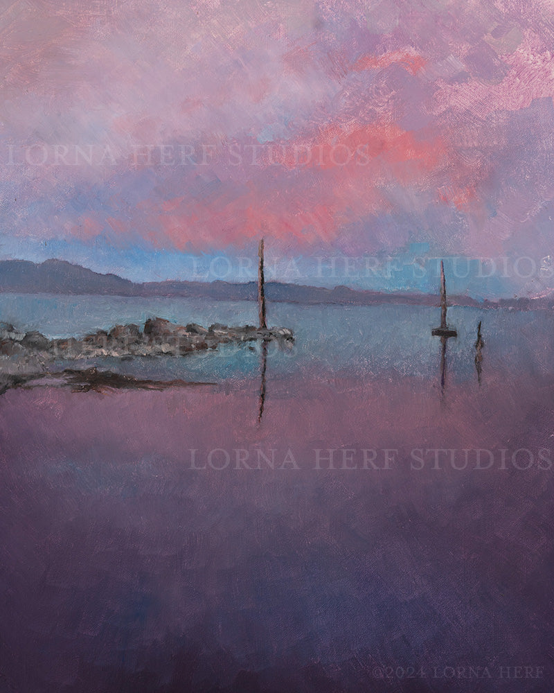 Salton Sea Sunset painting, Archival Print